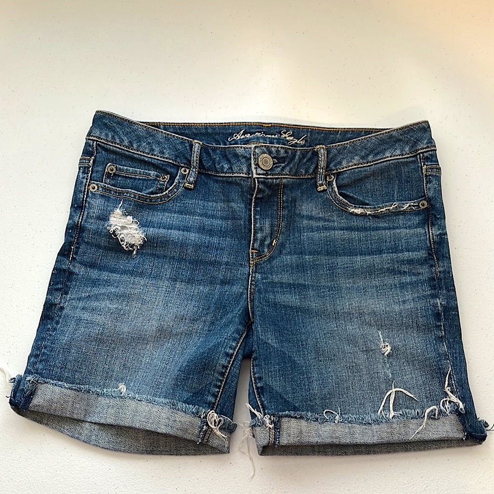American Eagle Outfitters Distressed Blue Denim Jean Shorts